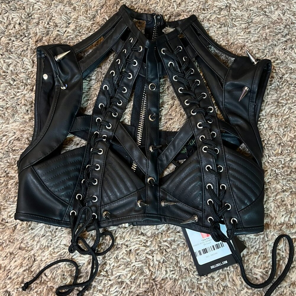 Club Exx by Dolls Kill Spiked Cut Out Rude Awakening Bra Top